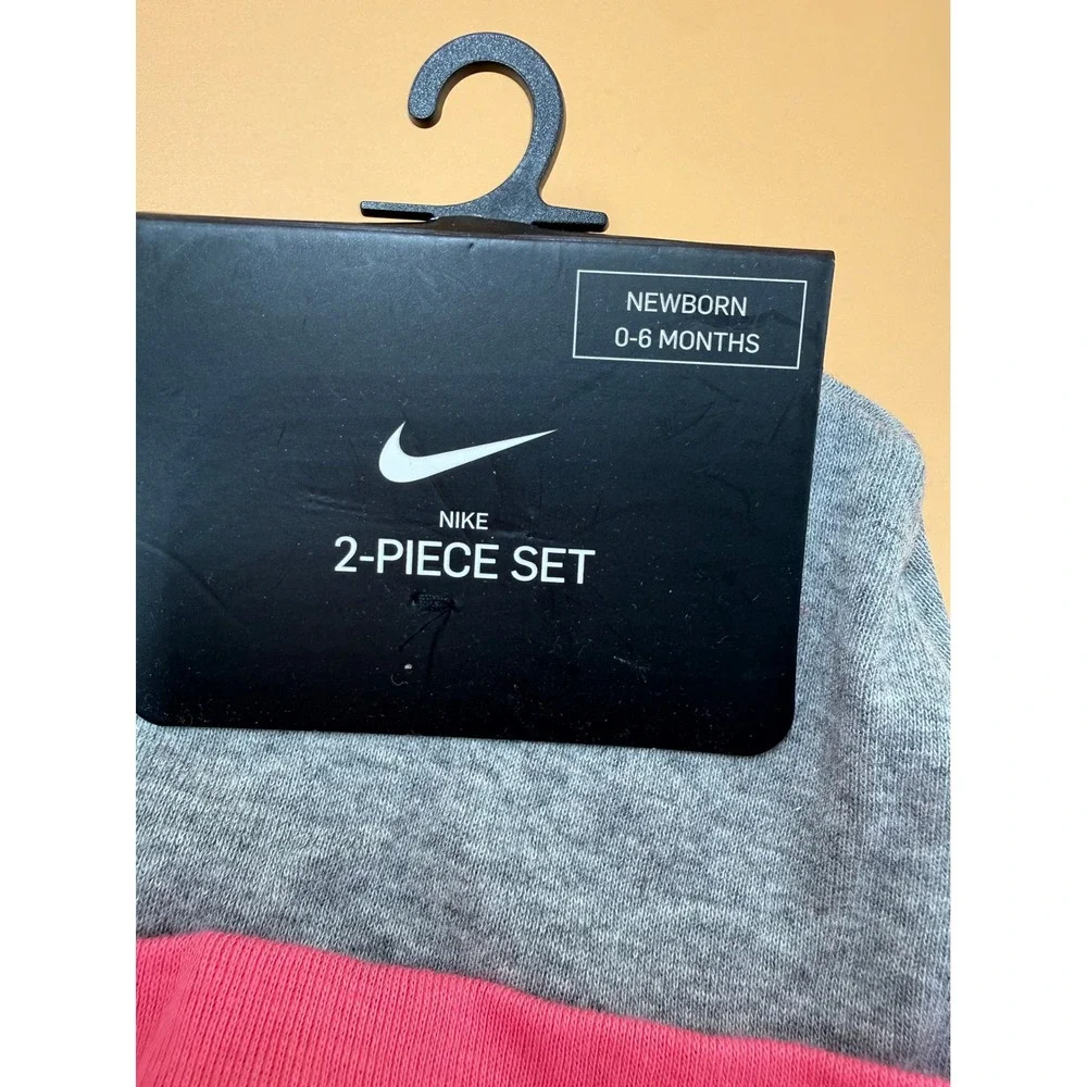 Nike Baby 2-Piece Beanie and Booties Set Newborn 0-6M Pink Grey Cotton